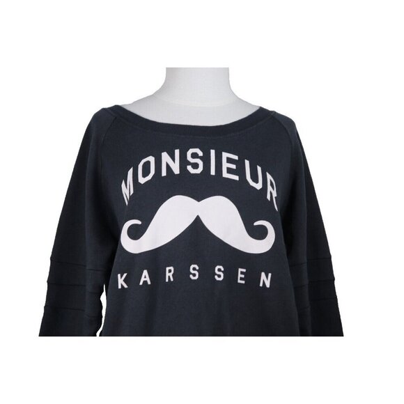 Zoe Karssen Women’s Medium Black Pullover Sweatshirt Cozy French Graphic Shirt - Picture 2 of 7
